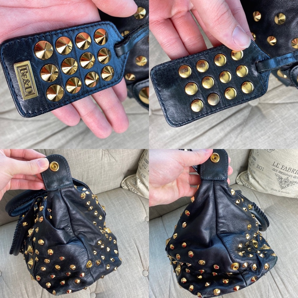 SOLD Be&D Garbo Studded Lamb Leather Satchel - Picture 7 of 15